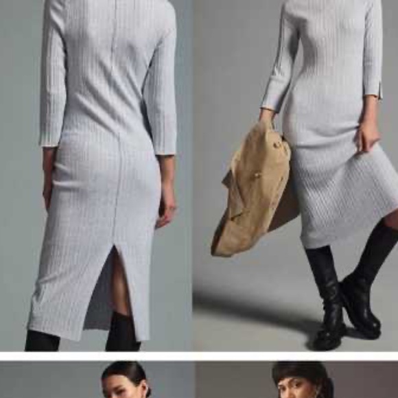 Anthropologie Daily Practice Textured Column Sweater Dress Light Grey Sz XL - Picture 2 of 8